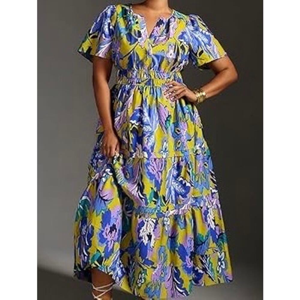 Anthropologie Somerset Purple Floral Maxi Dress 1X